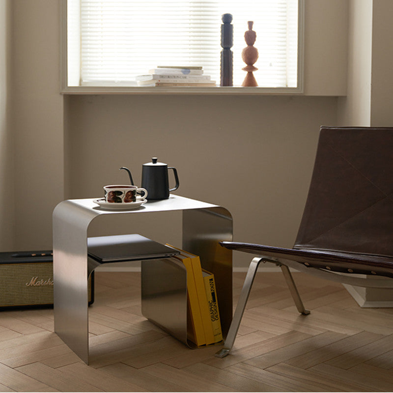 Simple stainless steel side table, special-shaped and round combination coffee table, Internet celebrity casual coffee table, multi-style Italian corner table